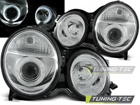 Fari Anteriori ANGEL EYES CHROME per MERCEDES Classe E W210 06.99-02