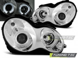 Fari Anteriori ANGEL EYES CHROME per MERCEDES Classe C W203 07.00-03.04
