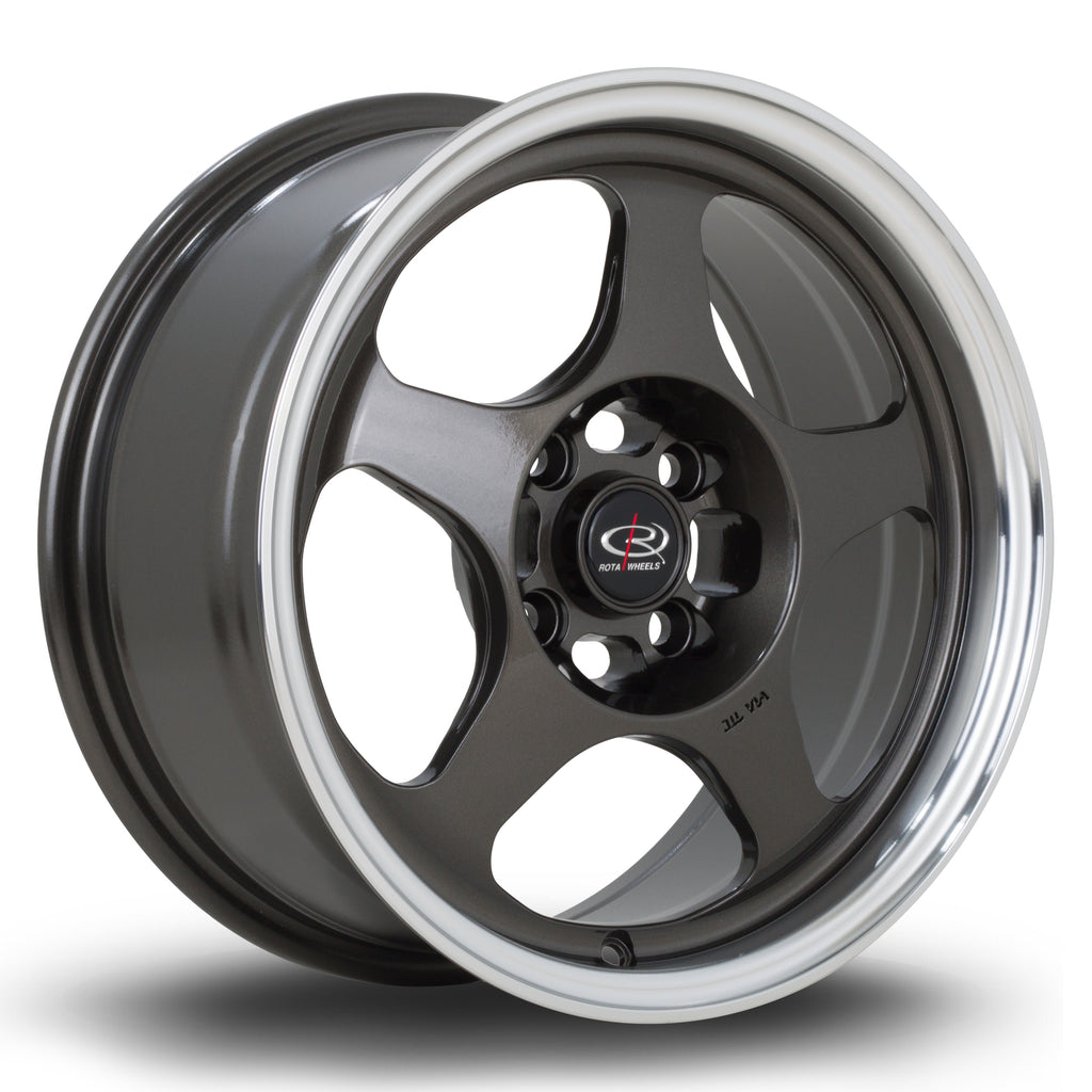 Cerchio in Lega Rota Slipstream 15x7 4x100 ET40 Gunmetal Polished Lip