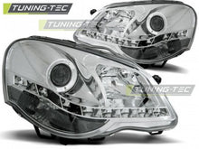 Carica l&#39;immagine nel visualizzatore di Gallery, Fari Anteriori DAYLIGHT CHROME per VW POLO 9N3 04.05-09