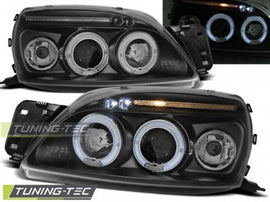 Fari Anteriori per FORD FIESTA MK5 09.99-04.02 ANGEL EYES Neri