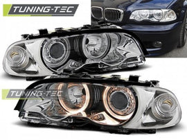 Fari Anteriori ANGEL EYES CHROME per BMW Serie 3 E46 04.99-08.01 COUPE CABRIO