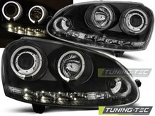 Carica l&#39;immagine nel visualizzatore di Gallery, Fari Anteriori ANGEL EYES Neri per VW GOLF MK5 10.03-09