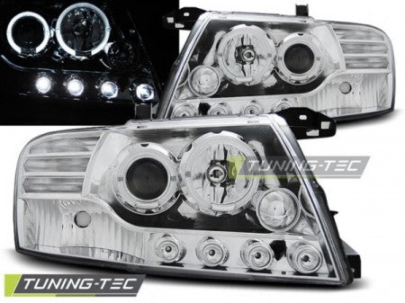 Fari Anteriori per MITSUBISHI PAJERO V60 00-06 ANGEL EYES CHROME