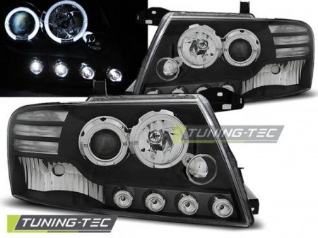 Fari Anteriori per MITSUBISHI PAJERO V60 00-06 ANGEL EYES Neri