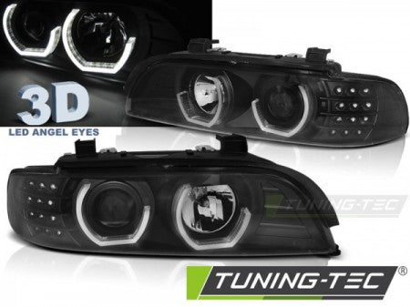 Fari Anteriori ANGEL EYES 3D Neri per BMW Serie 5 E39 09.95-06.03