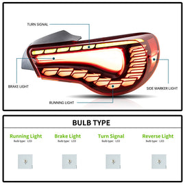 VLAND Fari Posteriori a Led Toyota 86/Subaru BRZ/Scion FR-S 2012-2020  Nuova Versione Rossa