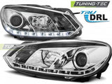 Fari Anteriori TRUE DRL CHROME per VW GOLF MK6 10.08-12