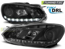 Carica l&#39;immagine nel visualizzatore di Gallery, Fari Anteriori TRUE DRL Neri per VW GOLF MK6 10.08-12