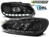 Fari Anteriori TRUE DRL Neri per VW GOLF MK6 10.08-12