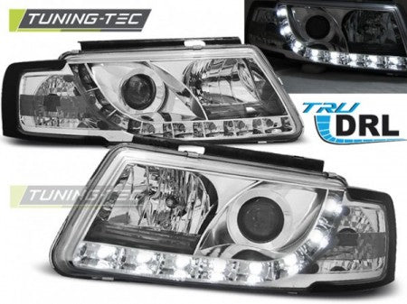 Fari Anteriori TRUE DRL CHROME per VW PASSAT B5 3B 11.96-08.00