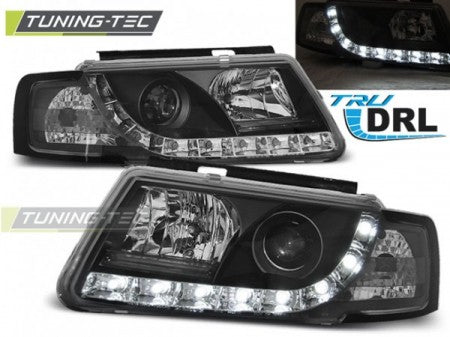 Fari Anteriori TRUE DRL Neri per VW PASSAT B5 3B 11.96-08.00