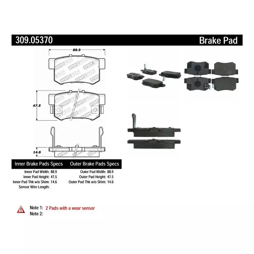 STOPTECH PASTICCHE FRENO POSTERIORI HONDA INTEGRA TYPE R DC2 96-00