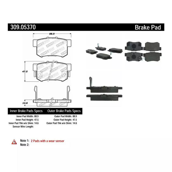 STOPTECH PASTICCHE FRENO POSTERIORI HONDA INTEGRA TYPE R DC2 96-00