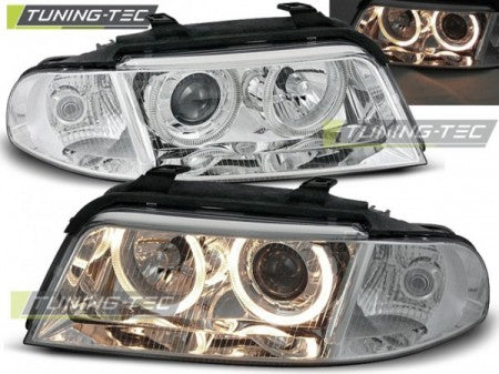 Fari Anteriori ANGEL EYES CHROME per AUDI A4 B5 01.99-09.00