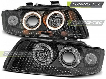 Fari Anteriori ANGEL EYES Neri per AUDI A4 B6 10.00-10.04