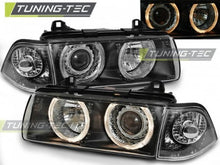 Carica l&#39;immagine nel visualizzatore di Gallery, Fari Anteriori ANGEL EYES Neri per BMW Serie 3 E36 12.90-08.99 COUPE CABRIO