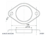 Guarnizione di Scarico 76mm Bore 2 bolt fitta su, 13mm x 104mm centres