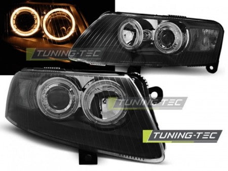 Fari Anteriori ANGEL EYES Neri per AUDI A6 C6 04.04-08