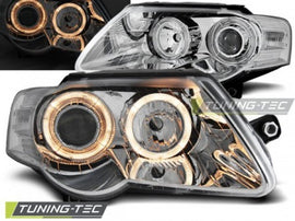 Fari Anteriori ANGEL EYES CHROME per VW PASSAT B6 3C 03.05-10