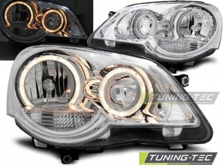 Fari Anteriori ANGEL EYES CHROME per VW POLO 9N3 04.05-09