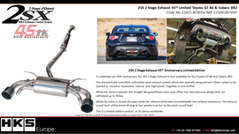 Scarico Catback HKS Stage 2 con sistema di apertura valvole 45th edizione limitata per Toyota GT86/ Subaru BRZ
