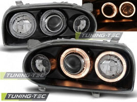 Fari Anteriori ANGEL EYES Neri per VW GOLF MK3 09.91-08.97