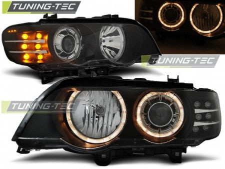 Fari Anteriori XENON ANGEL EYES Neri Indicatori LED per BMW X5 E53 09.99-10.03