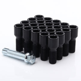 Kit of 20 standard black wheel bolts 12x1.50 + wrench