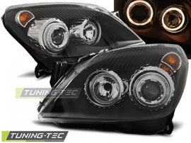 Fari Anteriori per OPEL ASTRA H 03.04-09 ANGEL EYES Neri