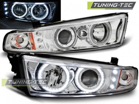 Fari Anteriori per MITSUBISHI GALANT 8 (EA0) 96-06 ANGEL EYES CHROME CCFL