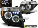 Fari Anteriori per NISSAN NAVARA D40/PATHFINDER 05-10 ANGEL EYES Neri