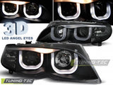 Fari Anteriori ANGEL EYES 3D Neri per BMW Serie 3 E46 09.01-03.05 S/T Neri