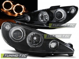 Fari Anteriori per PEUGEOT 206 02-ANGEL EYES Neri