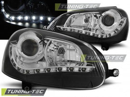 Fari Anteriori DAYLIGHT Neri per VW GOLF MK5