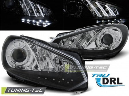 Fari Anteriori TRUE DRL Neri per VW GOLF MK6 10.08- 12