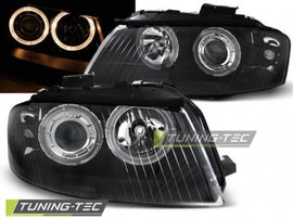 Fari Anteriori ANGEL EYES Neri per AUDI A3 8P 05.03-03.08