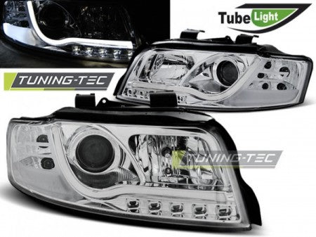 Fari Anteriori TUBE LIGHT CHROME per AUDI A4 B6 10.00-10.04