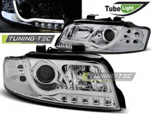 Carica l&#39;immagine nel visualizzatore di Gallery, Fari Anteriori TUBE LIGHT CHROME per AUDI A4 B6 10.00-10.04