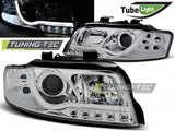 Fari Anteriori TUBE LIGHT CHROME per AUDI A4 B6 10.00-10.04