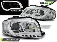 Carica l&#39;immagine nel visualizzatore di Gallery, Fari Anteriori TUBE LIGHT CHROME per AUDI A3 8P 05.03-03.08