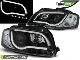 Fari Anteriori TUBE LIGHT Neri per AUDI A3 8P 05.03-03.08