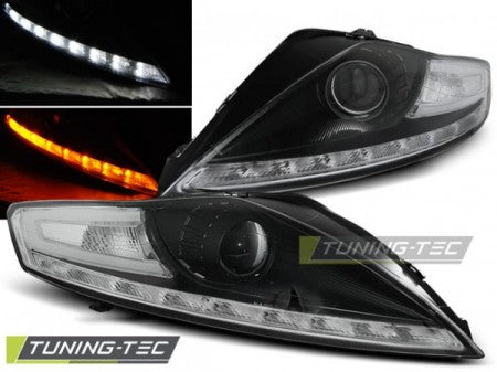 Fari Anteriori per FORD MONDEO 07.07-11.10 DAYLIGHT Neri Indicatori LED