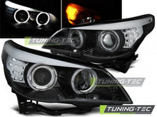 Carica l&#39;immagine nel visualizzatore di Gallery, Fari Anteriori ANGEL EYES Neri Indicatori LED per BMW Serie 5 E60/E61 03-07