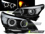 Fari Anteriori ANGEL EYES Neri Indicatori LED per BMW Serie 5 E60/E61 03-07