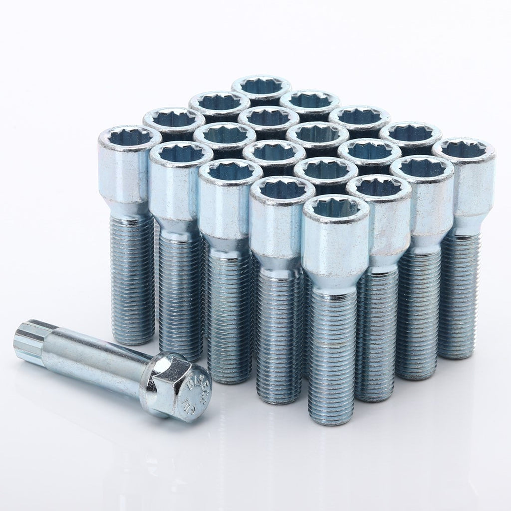 Kit of 10 silver wheel bolts 50mm 14x1.25 + Wrench