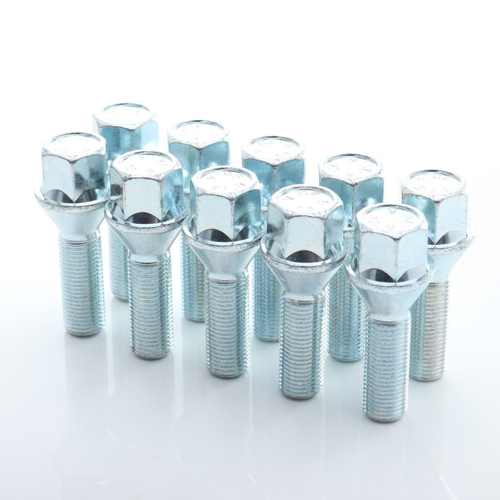 Kit of 10 wheel bolts with head 14x1.25 x27mm Silver