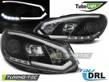 Carica l&#39;immagine nel visualizzatore di Gallery, Fari Anteriori TUBE LIGHT DRL Neri per VW GOLF MK6 10.08-12