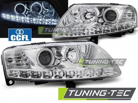 Fari Anteriori ANGEL EYES LED CHROME per AUDI A6 C6 04.04-08