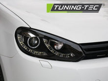 Carica l&#39;immagine nel visualizzatore di Gallery, Fari Anteriori DUAL TRUE DRL Neri per VW GOLF MK6 10.08-12